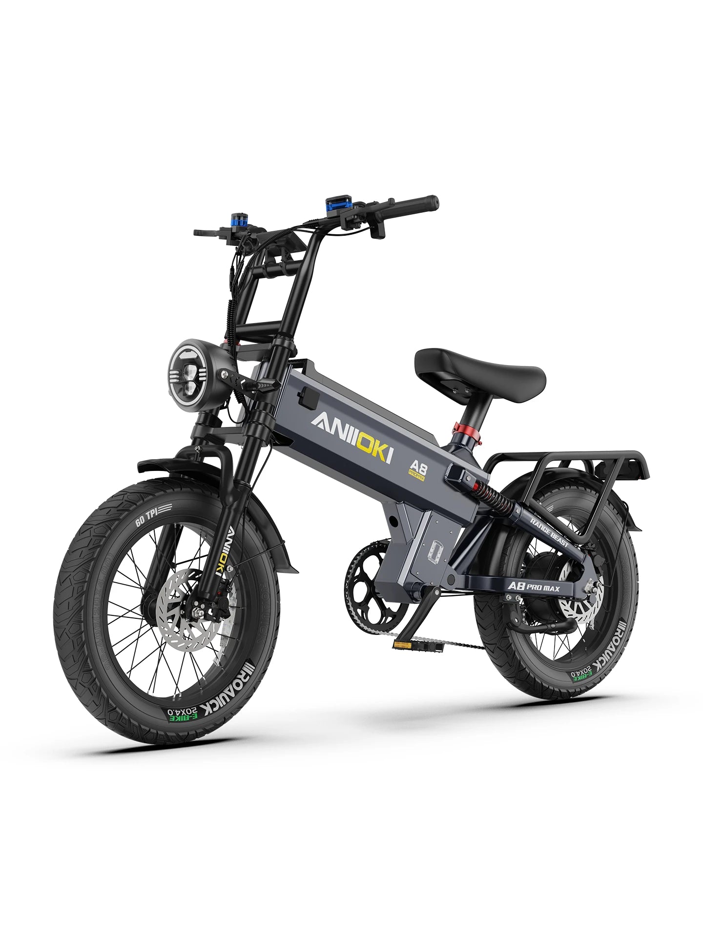 Aniioki City Commuter Ebike, 52V 70Ah, 200-Mile Range, Gray