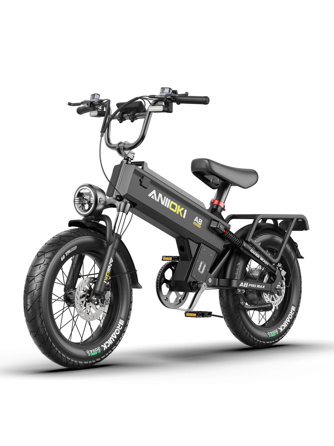Aniioki A8 Pro Max 48V in Matte Black, the best long range electric bike for adults featuring 200-mile range and high-performance ebike controller.