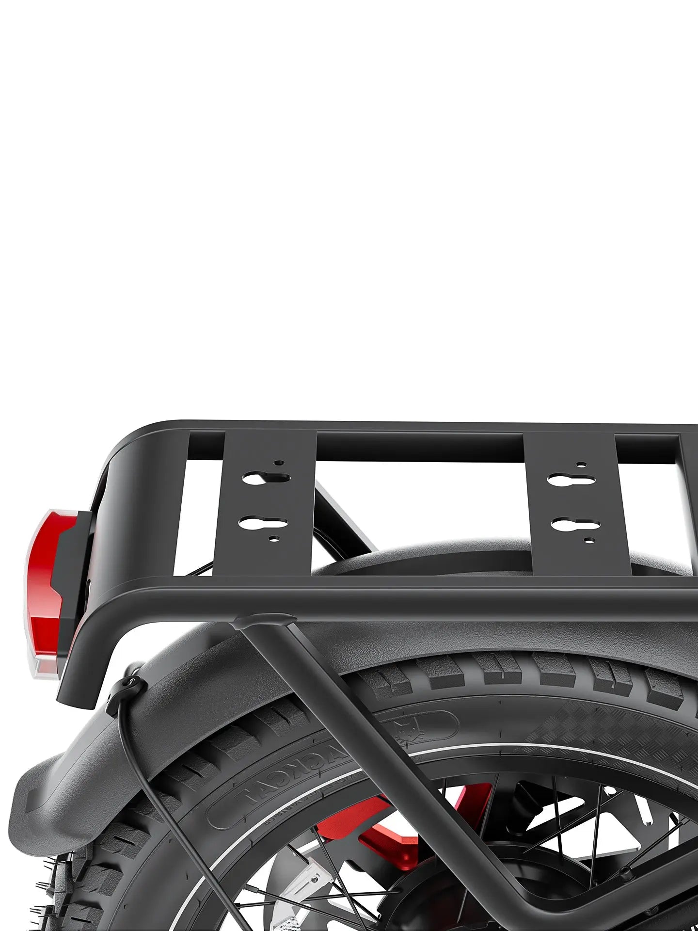 The heavy-duty rear rack of the Aniioki A8 Pro Max 52V, making it the best ebike for heavy riders needing a long range commuting solution.