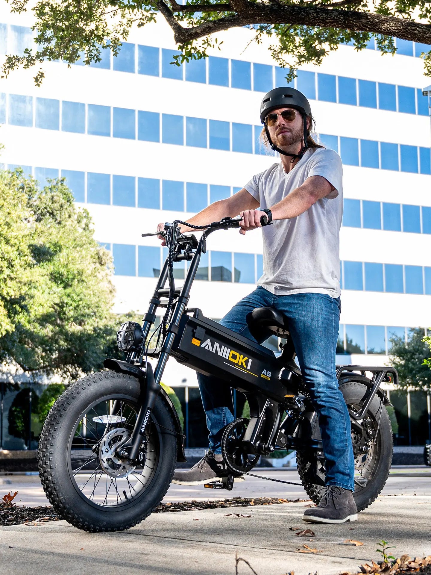 Aniioki A8 Pro Max folding electric bike parked outdoors