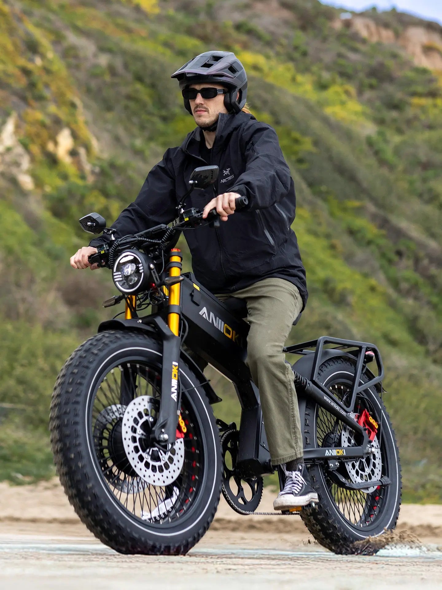 High-speed road commuting with Aniioki A9 Pro Max, featuring a 51 mph top speed and rock-solid stability for city streets.