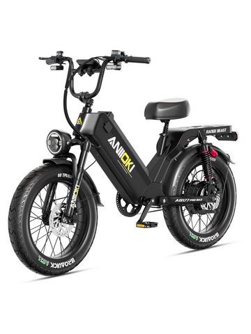 Aniioki AQ177 Pro Max universal fit ebike in black, designed to comfortably fits riders 5'3" - 6'5" with its ergonomic frame.
